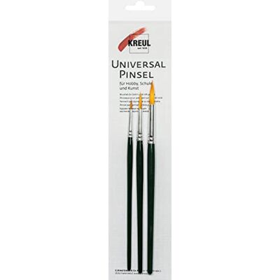 KREUL 721030 – Universalborste, basic, syntetiskt set, för hobby, skola och konst, trim av fint nylonhår, 3 runda borstar i storlekarna 2, 5 och 8 KREUL 721030 – Universalborste, basic, syntetiskt set, för hobby, skola och konst, trim av fint nylonhår, 3 runda borstar i storlekarna 2, 5 och 8