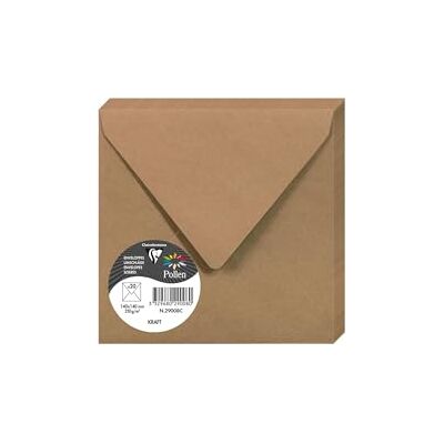 Clairefontaine – Ref 29008C – pollen kraftkuvert (paket med 20) – 140 x 140 mm i storlek, 120 gsm kraftpapper, syrafri, laser och bläckstråleskrivare kompatibel – kraftfinish Clairefontaine – Ref 29008C – pollen kraftkuvert (paket med 20) – 140 x 140 mm i storlek, 120 gsm kraftpapper, syrafri, laser och bläckstråleskrivare kompatibel – kraftfinish