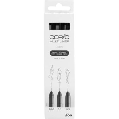 Copic Multiliner, svart, 3-pack, fin, för konst och hantverk, färgläggning, grafik, highlighter, design, anime, professionella och nybörjare, konsttillbehör och målarböcker Copic Multiliner, svart, 3-pack, fin, för konst och hantverk, färgläggning, grafik, highlighter, design, anime, professionella och nybörjare, konsttillbehör och målarböcker