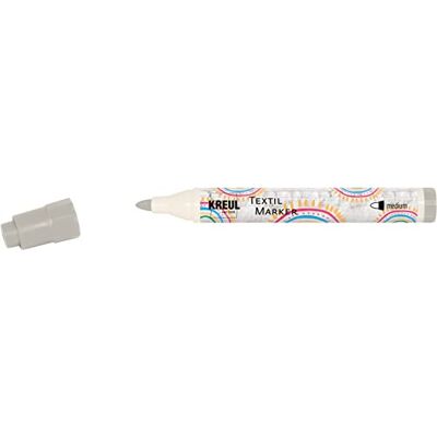 KREUL 90770 – textilmärkpenna medium, grå, linjebredd ca 2 till 4 mm, tygmålningspenna för ljusa tyger och textilier, tvättbar efter fixering KREUL 90770 – textilmärkpenna medium, grå, linjebredd ca 2 till 4 mm, tygmålningspenna för ljusa tyger och textilier, tvättbar efter fixering