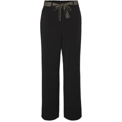 VERO MODA VMrakel M/W byxor WVN BTQ, Svart/detalj: svart/guld Lurex bälte, S VERO MODA VMrakel M/W byxor WVN BTQ, Svart/detalj: svart/guld Lurex bälte, S