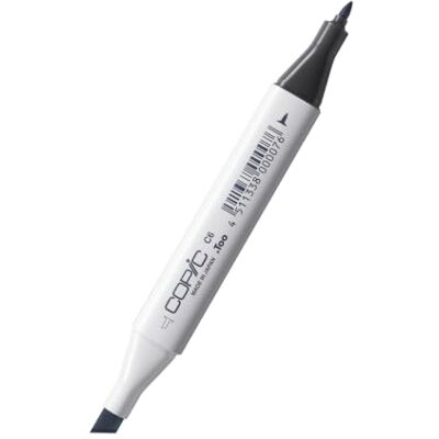 Copic Classic märkpenna typ C – 6, cool grå nr. 6, professionell layoutmarkör, alkoholbaserad, med en bred och fin spets Copic Classic märkpenna typ C – 6, cool grå nr. 6, professionell layoutmarkör, alkoholbaserad, med en bred och fin spets