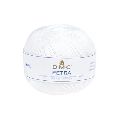 DMC Petra Garn, 100%, Vit, Storlek 8 DMC Petra Garn, 100%, Vit, Storlek 8