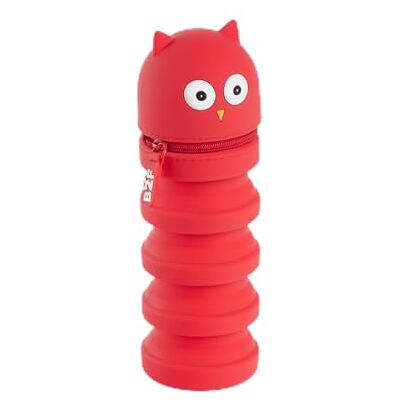 Back2Fun 2-i-1 Utdragbar kubväska, skolväska, infällbart pennfodral i mjukt silikon med dragkedja, roligt skolmaterial för tillbaka till skolan, Röd röd, ø65 x 185 mm, uggla Back2Fun 2-i-1 Utdragbar kubväska, skolväska, infällbart pennfodral i mjukt silikon med dragkedja, roligt skolmaterial för tillbaka till skolan, Röd röd, ø65 x 185 mm, uggla
