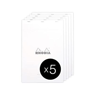 Rhodia 19401Cpack möte nr 19 vit häftad anteckningsblock A4+ förtryckt datum/anteckningar/åtgärd 80 löstagbara ark vitt Clairefontaine papper 80 g/m² förpackning med 5 block Rhodia 19401Cpack möte nr 19 vit häftad anteckningsblock A4+ förtryckt datum/anteckningar/åtgärd 80 löstagbara ark vitt Clairefontaine papper 80 g/m² förpackning med 5 block