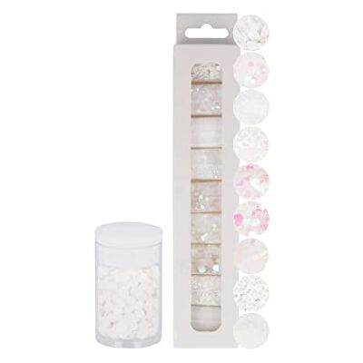 INNSPIRO Set 9 miniburkar 4 gr, blandade glitter med vita former, 11163 INNSPIRO Set 9 miniburkar 4 gr, blandade glitter med vita former, 11163