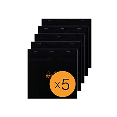 Rhodia 210209Cpack häftat anteckningsblock nr 210 svart 21 x 21 cm små plattor 80 avtagbara ark vitt Clairefontaine papper 80 g/m² belagd kortomslag förpackning med 5 block Rhodia 210209Cpack häftat anteckningsblock nr 210 svart 21 x 21 cm små plattor 80 avtagbara ark vitt Clairefontaine papper 80 g/m² belagd kortomslag förpackning med 5 block