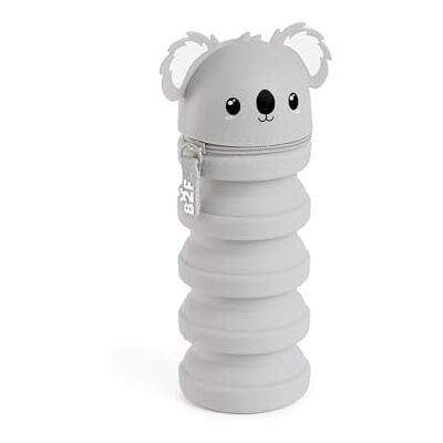 Back2Fun 2-i-1 Utdragbar kubväska, skolväska, infällbart pennfodral i mjukt silikon med dragkedja, roligt skolmaterial för tillbaka till skolan, Grå, ø65 x 185 mm, Koala Back2Fun 2-i-1 Utdragbar kubväska, skolväska, infällbart pennfodral i mjukt silikon med dragkedja, roligt skolmaterial för tillbaka till skolan, Grå, ø65 x 185 mm, Koala