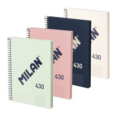 MILAN ® 4-pack A5-anteckningsböcker, inbunden, rutat papper (5 x 5 mm), 80 ark med 95 gr/m², gummikollektion 430 MILAN ® 4-pack A5-anteckningsböcker, inbunden, rutat papper (5 x 5 mm), 80 ark med 95 gr/m², gummikollektion 430