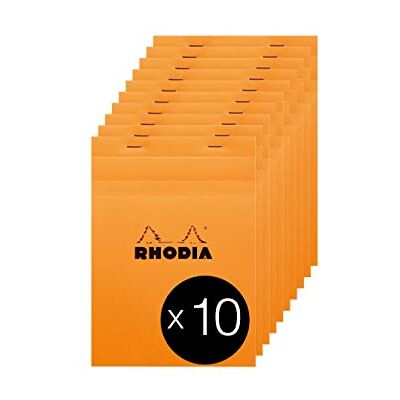 Rhodia 16200C häftat anteckningsblock nr 16 orange A5 små plattor 80 avtagbara ark Clairefontaine 80G papper belagd kortomslag förpackning med 10 block Rhodia 16200C häftat anteckningsblock nr 16 orange A5 små plattor 80 avtagbara ark Clairefontaine 80G papper belagd kortomslag förpackning med 10 block
