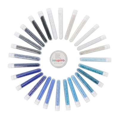 INNSPIRO Blå och vita och svarta runda glasstensset mäter 2,3 mm. 27u minirör och 10 m elastisk tråd, för att göra dina egna pärlor smyckestillverkning skapelser INNSPIRO Blå och vita och svarta runda glasstensset mäter 2,3 mm. 27u minirör och 10 m elastisk tråd, för att göra dina egna pärlor smyckestillverkning skapelser