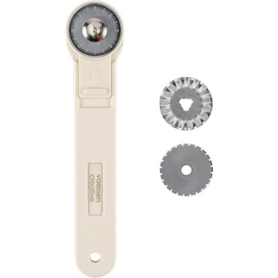 Creative Cutter, inkl. 3 blad, vänster- och högerhänt användning, skarp roterande kniv för tyg, papper, läder, filt, kartong och fler hantverksmaterial, Ø 28 mm, silver Creative Cutter, inkl. 3 blad, vänster- och högerhänt användning, skarp roterande kniv för tyg, papper, läder, filt, kartong och fler hantverksmaterial, Ø 28 mm, silver