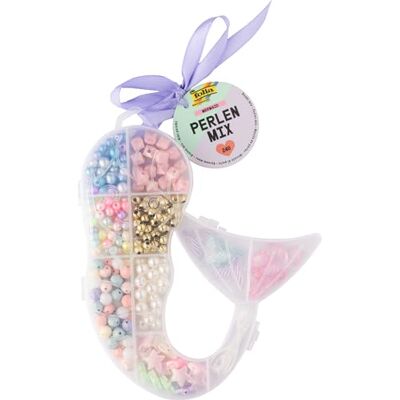 folia 32022 – Pärlmix MERMAID, 240 stycken i olika former och färger, 2 m gummiband för gängning och förvaringslåda folia 32022 – Pärlmix MERMAID, 240 stycken i olika former och färger, 2 m gummiband för gängning och förvaringslåda