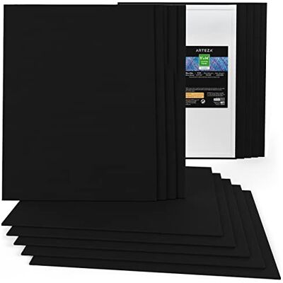 ARTEZA målardukar för målning, förpackning med 14, 28 x 35 cm, tomma svarta tygbrädor, 100% bomullskonstduk, 236 ml Gesso-grundad, konsttillbehör för vuxna, akrylhällning och oljemålning ARTEZA målardukar för målning, förpackning med 14, 28 x 35 cm, tomma svarta tygbrädor, 100% bomullskonstduk, 236 ml Gesso-grundad, konsttillbehör för vuxna, akrylhällning och oljemålning