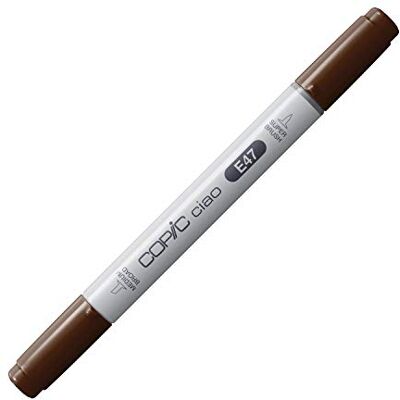 Copic Ciao märkpenna typ E – 47, mörkbrun, mångsidig layoutmärkpenna med en medelbred och en penselspets Copic Ciao märkpenna typ E – 47, mörkbrun, mångsidig layoutmärkpenna med en medelbred och en penselspets