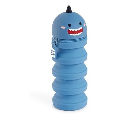 Back2Fun 2-i-1 Utdragbar kubväska, skolväska, infällbart pennfodral i mjukt silikon med dragkedja, roligt skolmaterial för tillbaka till skolan, Blå, ø65 x 185 mm, haj Back2Fun 2-i-1 Utdragbar kubväska, skolväska, infällbart pennfodral i mjukt silikon med dragkedja, roligt skolmaterial för tillbaka till skolan, Blå, ø65 x 185 mm, haj
