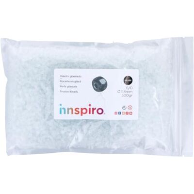 INNSPIRO Vit glasyr runda glas sten 3,8mm. 6/0 500gr. INNSPIRO Vit glasyr runda glas sten 3,8mm. 6/0 500gr.