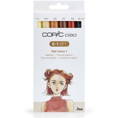 Copic Ciao färgad markörpenna – 5 + 1 set hårtoner 1, för konst & hantverk, färgning, grafik, överstrykningspennor, design, anime, professionella och nybörjare, konsttillbehör och målarböcker Copic Ciao färgad markörpenna – 5 + 1 set hårtoner 1, för konst & hantverk, färgning, grafik, överstrykningspennor, design, anime, professionella och nybörjare, konsttillbehör och målarböcker