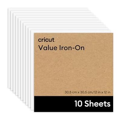 Cricut Value Iron On, vit 30 cm x 30 cm (10 ct) HTV värmeöverföringsvinyl Cricut Value Iron On, vit 30 cm x 30 cm (10 ct) HTV värmeöverföringsvinyl