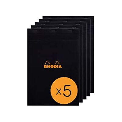 Rhodia 192009Cpack häftat anteckningsblock nr 19 svart A4+ Små plattor 80 löstagbara ark Clairefontaine papper 80 g/m² belagd kortomslag förpackning med 5 block Rhodia 192009Cpack häftat anteckningsblock nr 19 svart A4+ Små plattor 80 löstagbara ark Clairefontaine papper 80 g/m² belagd kortomslag förpackning med 5 block
