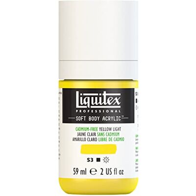 Liquitex Professionell mjuk kropp akryl 59 ml flaska, kadmiumfritt gult ljus, 59 ml (paket med 1) Liquitex Professionell mjuk kropp akryl 59 ml flaska, kadmiumfritt gult ljus, 59 ml (paket med 1)