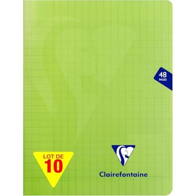 Clairefontaine 353751Cpack En uppsättning med 10 st gröna Mimesys häftade anteckningsböcker 17 x 22 cm 48 sidor stora plattor vitt papper 90 g polypro omslag Clairefontaine 353751Cpack En uppsättning med 10 st gröna Mimesys häftade anteckningsböcker 17 x 22 cm 48 sidor stora plattor vitt papper 90 g polypro omslag