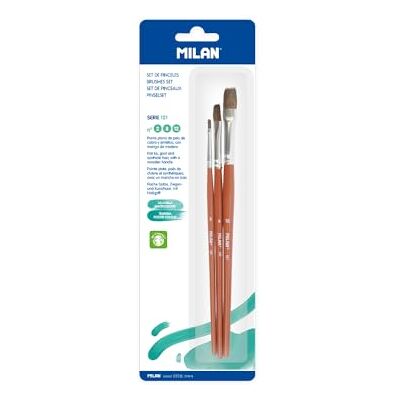 MILAN ® Blister 3 platta penslar serie 121 nr 2, 8 och 12 MILAN ® Blister 3 platta penslar serie 121 nr 2, 8 och 12