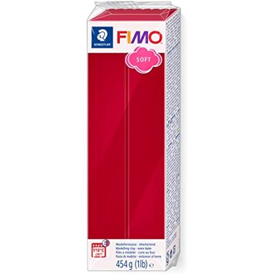 STAEDTLER FIMO soft 8021 Modelleringslera – körsbärsröd, 454 g Stort ugnshärdande polymerblock, mjukt & formbart – för smycken & dekoration – Art.-Nr. 8021-26 STAEDTLER FIMO soft 8021 Modelleringslera – körsbärsröd, 454 g Stort ugnshärdande polymerblock, mjukt & formbart – för smycken & dekoration – Art.-Nr. 8021-26
