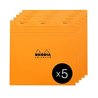 Rhodia 210200C Häftat anteckningsblock nr 210 orange 21 x 21 cm små plattor 80 avtagbara ark vitt Clairefontaine papper 80 g/m² belagd kortomslag förpackning med 5 block Rhodia 210200C Häftat anteckningsblock nr 210 orange 21 x 21 cm små plattor 80 avtagbara ark vitt Clairefontaine papper 80 g/m² belagd kortomslag förpackning med 5 block
