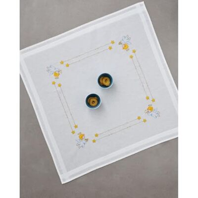 Permin bordsduk plattstygn broderiförpackning ängel broderibild tryckt Permin bordsduk plattstygn broderiförpackning ängel broderibild tryckt