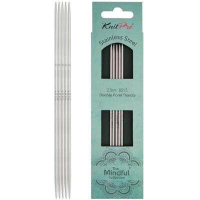 KnitPro Mindful (15 cm 2,50 mm) dubbla nålar 1 set KnitPro Mindful (15 cm 2,50 mm) dubbla nålar 1 set