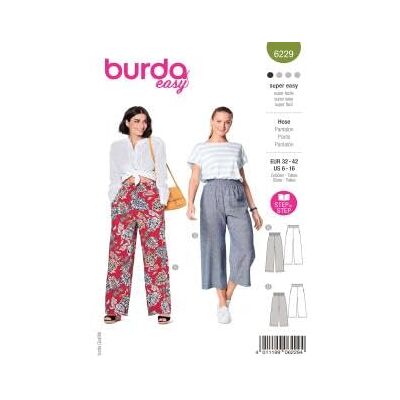 Burda Modell 6229 - Mönster för byxor och culottes Burda Modell 6229 - Mönster för byxor och culottes