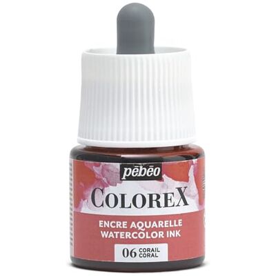 PEBEO Colorex 45 ml korall bläck Colorex akvarellbläck korallbläck sammetslen rendering bläck med flera verktyg teckning 45 ml korall PEBEO Colorex 45 ml korall bläck Colorex akvarellbläck korallbläck sammetslen rendering bläck med flera verktyg teckning 45 ml korall