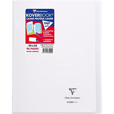 Clairefontaine 981420SC en förpackning med 10 färglösa Koverbook häftade anteckningsböcker 24 x 32 cm 96 sidor med stora rutor 90 g vitt papper polyproomslag Clairefontaine 981420SC en förpackning med 10 färglösa Koverbook häftade anteckningsböcker 24 x 32 cm 96 sidor med stora rutor 90 g vitt papper polyproomslag