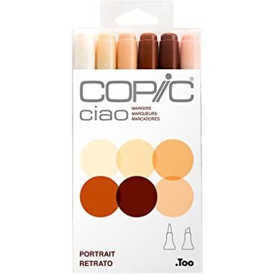 Copic Ciao färgad markörpenna – set med 6 porträtt, för konst och hantverk, färgning, grafik, highlighter, design, anime, professionella och nybörjare, konsttillbehör och målarböcker Copic Ciao färgad markörpenna – set med 6 porträtt, för konst och hantverk, färgning, grafik, highlighter, design, anime, professionella och nybörjare, konsttillbehör och målarböcker