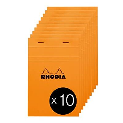 Rhodia 14200C häftade anteckningsblock nr 14 orange 11 x 17 cm små kakelplattor 80 löstagbara ark Clairefontaine vitt papper 80 g/m² täckt kort omslag förpackning med 10 block Rhodia 14200C häftade anteckningsblock nr 14 orange 11 x 17 cm små kakelplattor 80 löstagbara ark Clairefontaine vitt papper 80 g/m² täckt kort omslag förpackning med 10 block