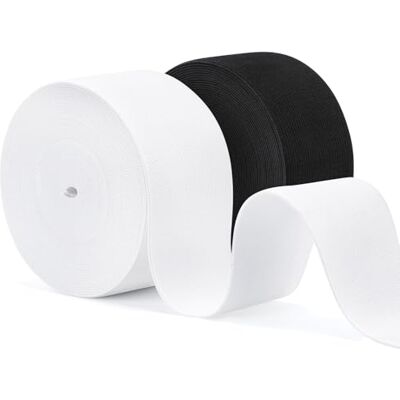 VynyQoo 50mm Elastiska för Sömnad, 2 Rullar à 8m Långa, Tjocka Elastiska Band, Vit Elastik och Svart Elastik för Hantverk, Sömnad, DIY Projekt och Kläder VynyQoo 50mm Elastiska för Sömnad, 2 Rullar à 8m Långa, Tjocka Elastiska Band, Vit Elastik och Svart Elastik för Hantverk, Sömnad, DIY Projekt och Kläder