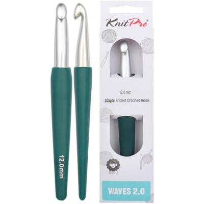 KnitPro Waves Virknålar – 12 mm virknål, ergonomiska mjuka handtag, mjukt gummigrepp för artritiska händer, lätta och bekväma virknålar för stickning KnitPro Waves Virknålar – 12 mm virknål, ergonomiska mjuka handtag, mjukt gummigrepp för artritiska händer, lätta och bekväma virknålar för stickning