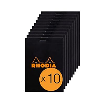 Rhodia 122009Cpack häftat anteckningsblock nr 12 svart 8,5 x 12 cm små plattor 80 avtagbara ark vitt Clairefontaine papper 80 g/m² belagd kortomslag förpackning med 10 block Rhodia 122009Cpack häftat anteckningsblock nr 12 svart 8,5 x 12 cm små plattor 80 avtagbara ark vitt Clairefontaine papper 80 g/m² belagd kortomslag förpackning med 10 block