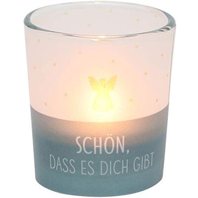 Dekohelden24 Stormljusglas transparent banderoll, inklusive 1 värmeljus, H/Ø: 6,5 x 6 cm, motiv: trevligt att det finns dig, lykta Dekohelden24 Stormljusglas transparent banderoll, inklusive 1 värmeljus, H/Ø: 6,5 x 6 cm, motiv: trevligt att det finns dig, lykta