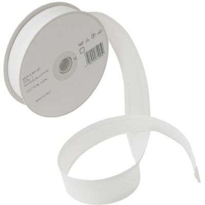 Inastri 25/5/5 mm snedband av bomull, vit Inastri 25/5/5 mm snedband av bomull, vit