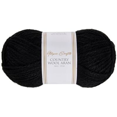 Utopia Crafts Country Ullblandning Aran Garn för stickning och virkning 100 g (1, svart) Utopia Crafts Country Ullblandning Aran Garn för stickning och virkning 100 g (1, svart)