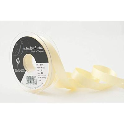 Berisfords dubbelt ansikte poly satinband, blek citron, 15 mm Berisfords dubbelt ansikte poly satinband, blek citron, 15 mm