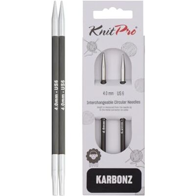 KnitPro Karbonz (4,00 mm) cirkulära utbytbara nålspetsar 1 enhet KnitPro Karbonz (4,00 mm) cirkulära utbytbara nålspetsar 1 enhet