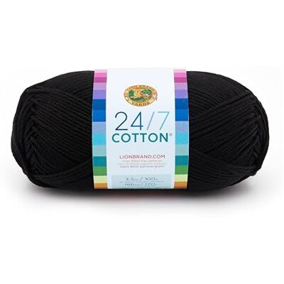 Lion Brand Yarn Lion Varumärke garn Company bomullsgarn, 100% bomull, svart Lion Brand Yarn Lion Varumärke garn Company bomullsgarn, 100% bomull, svart