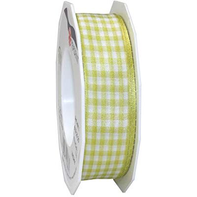 PRÄSENT Vichy trådbundet band limevit 25 mm bredd, 20 m längd PRÄSENT Vichy trådbundet band limevit 25 mm bredd, 20 m längd