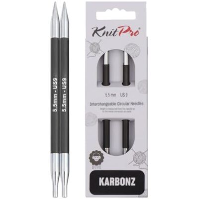 KnitPro Karbonz (5,50 mm) cirkulära utbytbara nålspetsar 1 enhet KnitPro Karbonz (5,50 mm) cirkulära utbytbara nålspetsar 1 enhet