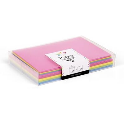 Clairefontaine 20917C Coffret Pollen uni, 20 env. C6 + 20 cartes 110x155, ass. Eté Clairefontaine 20917C Coffret Pollen uni, 20 env. C6 + 20 cartes 110x155, ass. Eté