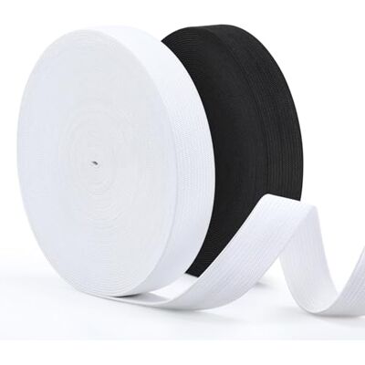 VynyQoo 20mm Elastiska för Sömnad, 2 Rullar à 12m Långa, Tjocka Elastiska Band, Vit Elastik och Svart Elastik för Hantverk, Sömnad, DIY Projekt och Kläder VynyQoo 20mm Elastiska för Sömnad, 2 Rullar à 12m Långa, Tjocka Elastiska Band, Vit Elastik och Svart Elastik för Hantverk, Sömnad, DIY Projekt och Kläder