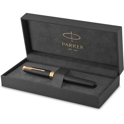 Parker Sonnet reservoarpenna Mattsvart lack med gulddetaljer Fin spets Presentask Parker Sonnet reservoarpenna Mattsvart lack med gulddetaljer Fin spets Presentask